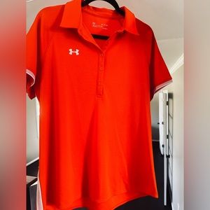 Womens Under Armour XL Orange Golf Polo